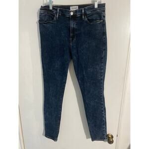 Frame Le High skinny jeans women’s size 32 dark blue acid wash stretch basic